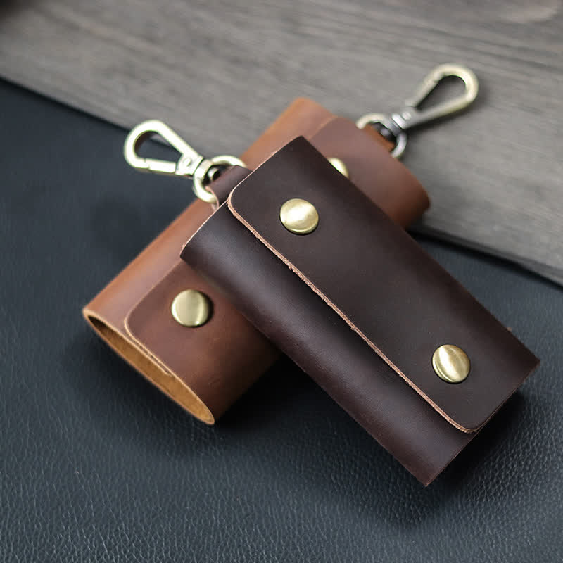 Funda de cuero para llaves de coche con porta llaves y cinturón versátil