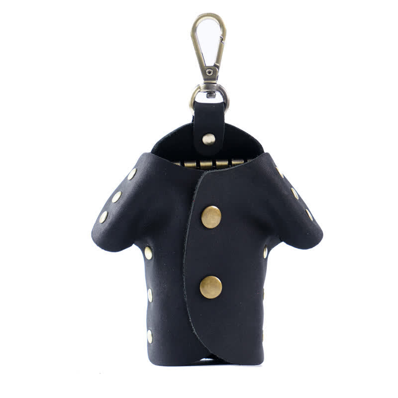 Estuche para llaves de cuero con forma de ropa linda y creativa.