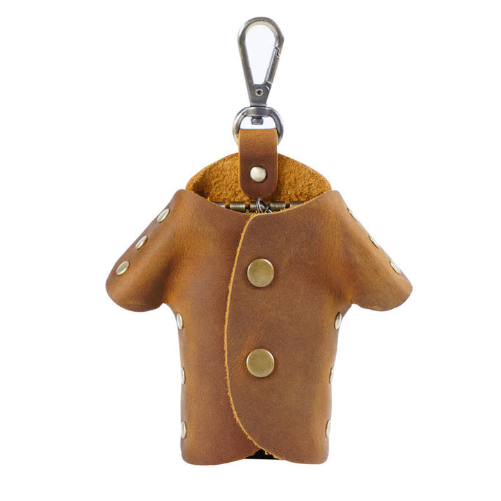 Estuche para llaves de cuero con forma de ropa linda y creativa.