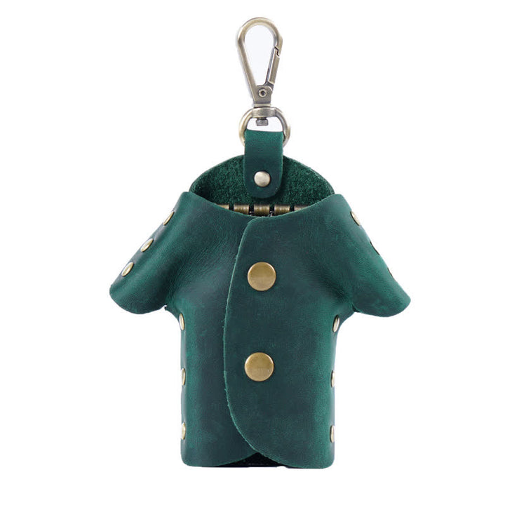 Estuche para llaves de cuero con forma de ropa linda y creativa.