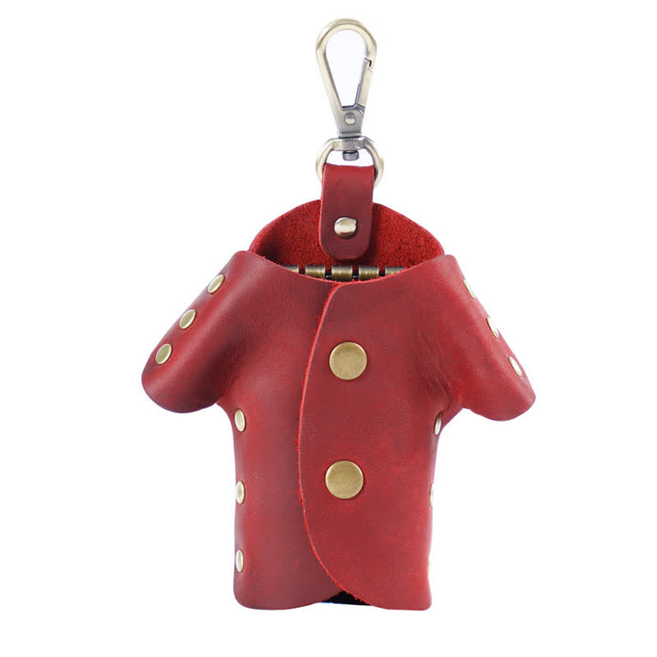 Estuche para llaves de cuero con forma de ropa linda y creativa.