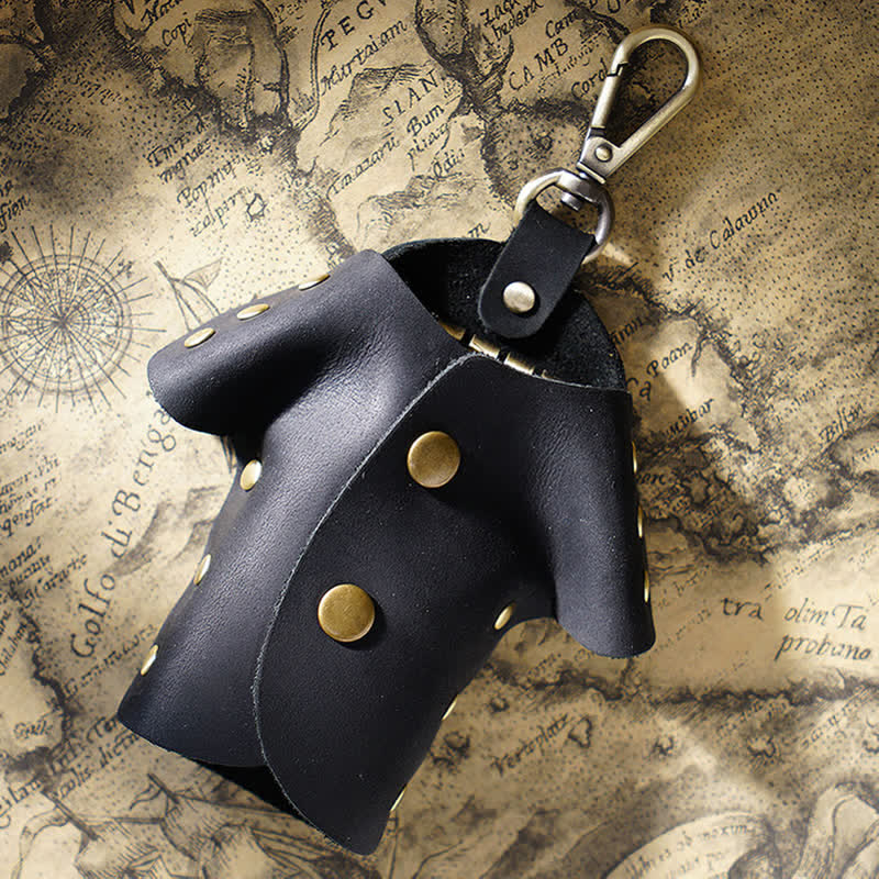 Estuche para llaves de cuero con forma de ropa linda y creativa.