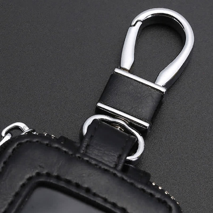 Cómodo estuche de cuero para llaves con ventana transparente y cremallera