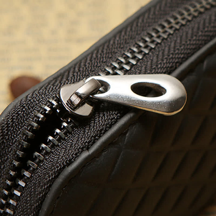 Estuche universal de cuero para llaves con gancho para colgar y cremallera