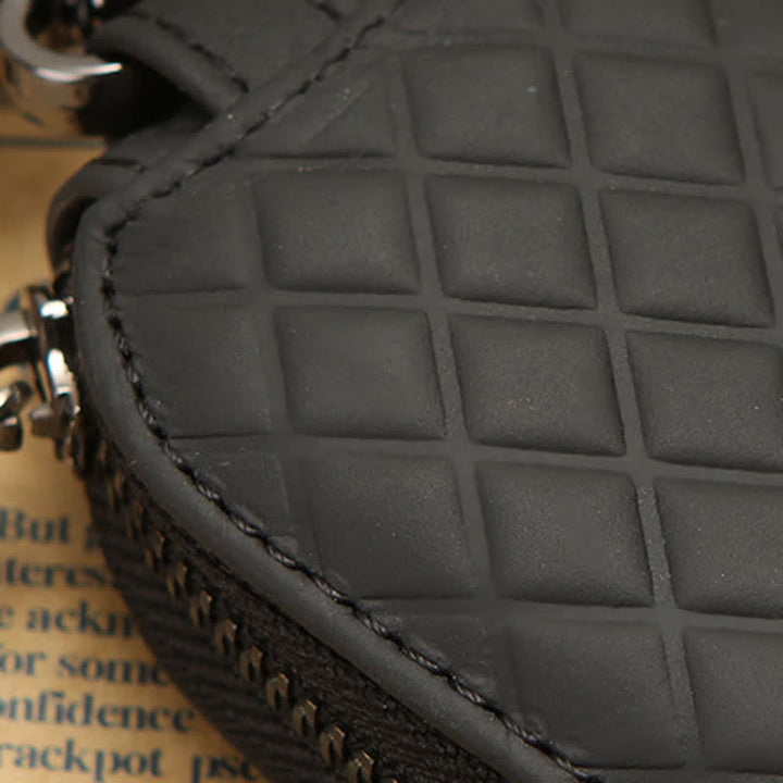 Estuche universal de cuero para llaves con gancho para colgar y cremallera