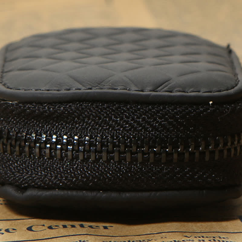 Estuche universal de cuero para llaves con gancho para colgar y cremallera