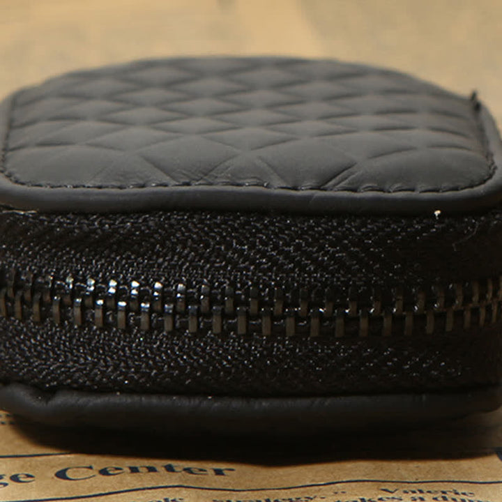 Estuche universal de cuero para llaves con gancho para colgar y cremallera