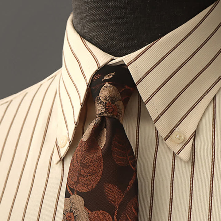 Corbata de lazo con estampado floral de hojas marrones otoñales para hombre