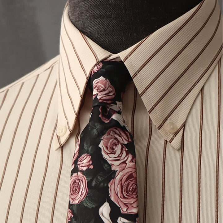 Hermosa corbata con estampado de rosas rosas para hombre