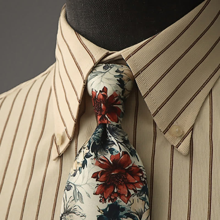 Corbata de hombre con peonías y motivos florales nostálgicos
