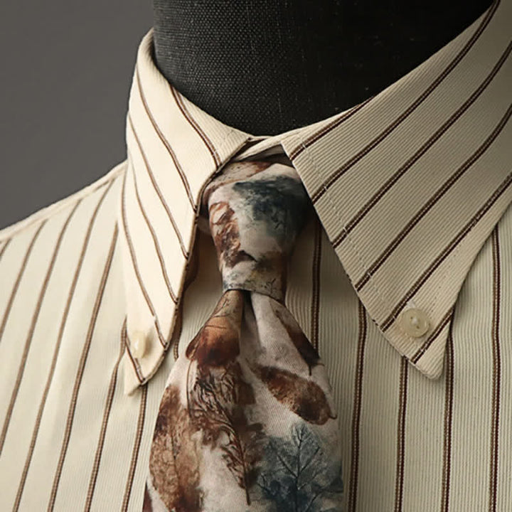 Corbata retro para caballero con hojas caídas
