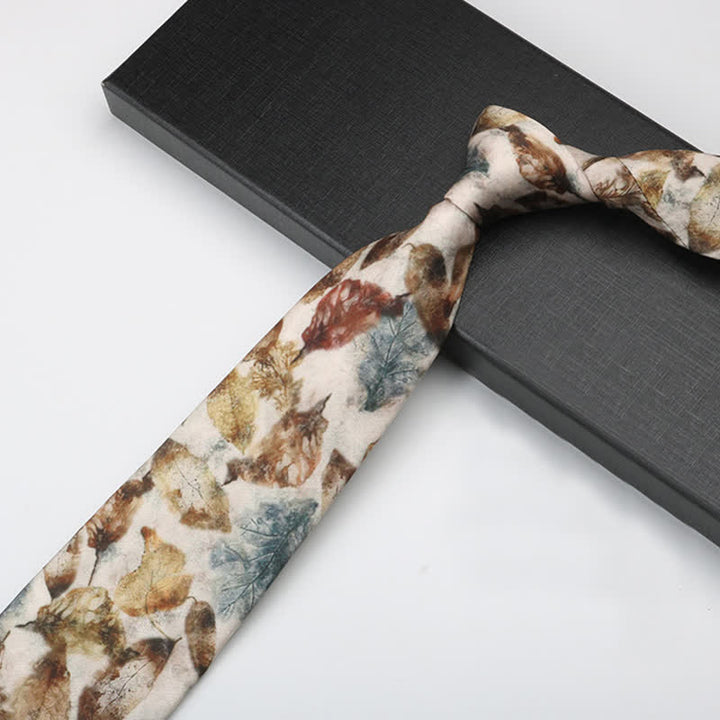 Corbata retro para caballero con hojas caídas