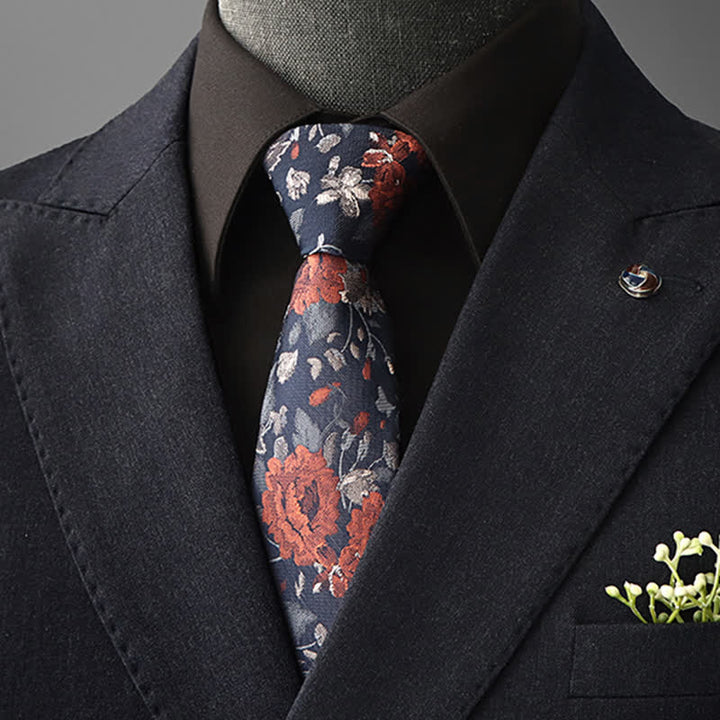 Corbata de negocios para hombre con llamativo estampado floral.