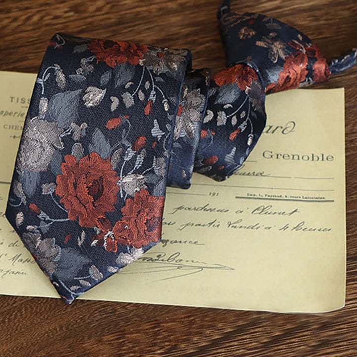 Corbata de negocios para hombre con llamativo estampado floral.