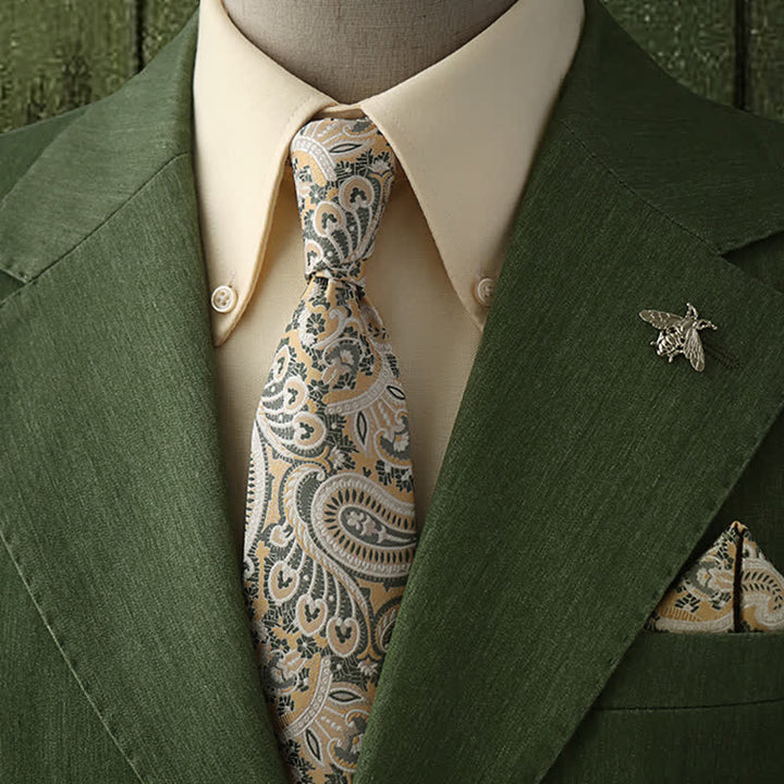 Corbata de cachemira blanca y beige resplandeciente para hombre