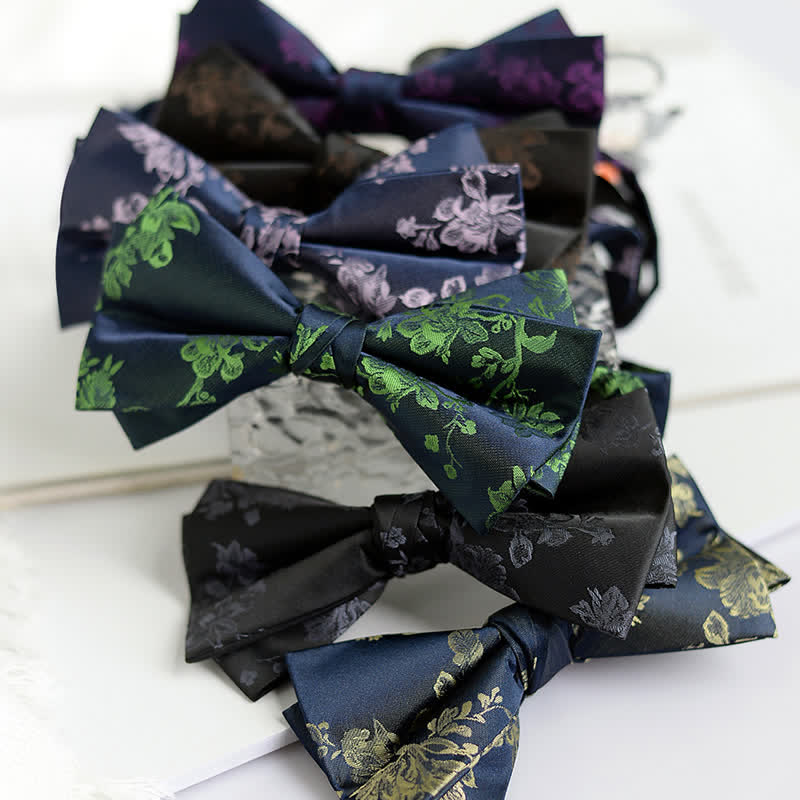Pajarita elegante con estampado floral de iris para hombre