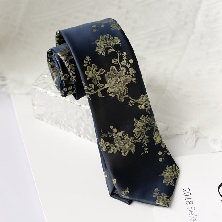 Corbata elegante con estampado floral de iris para hombre
