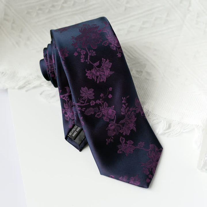 Corbata elegante con estampado floral de iris para hombre