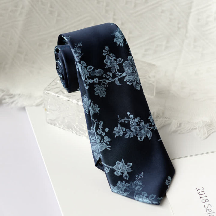 Corbata elegante con estampado floral de iris para hombre