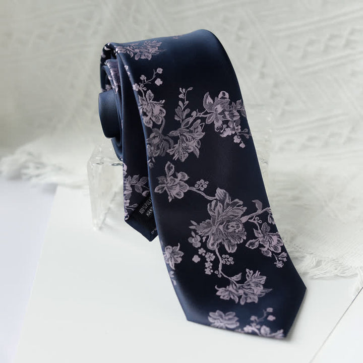 Corbata elegante con estampado floral de iris para hombre