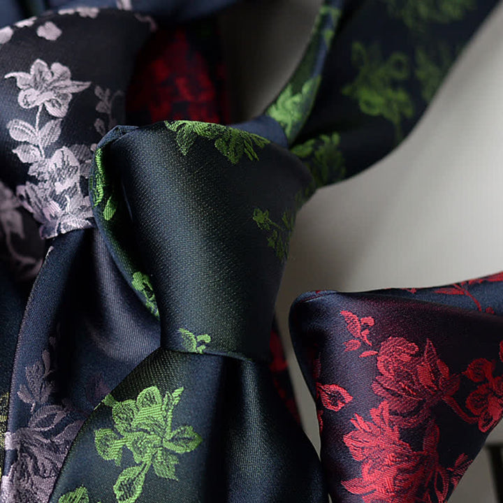 Corbata elegante con estampado floral de iris para hombre