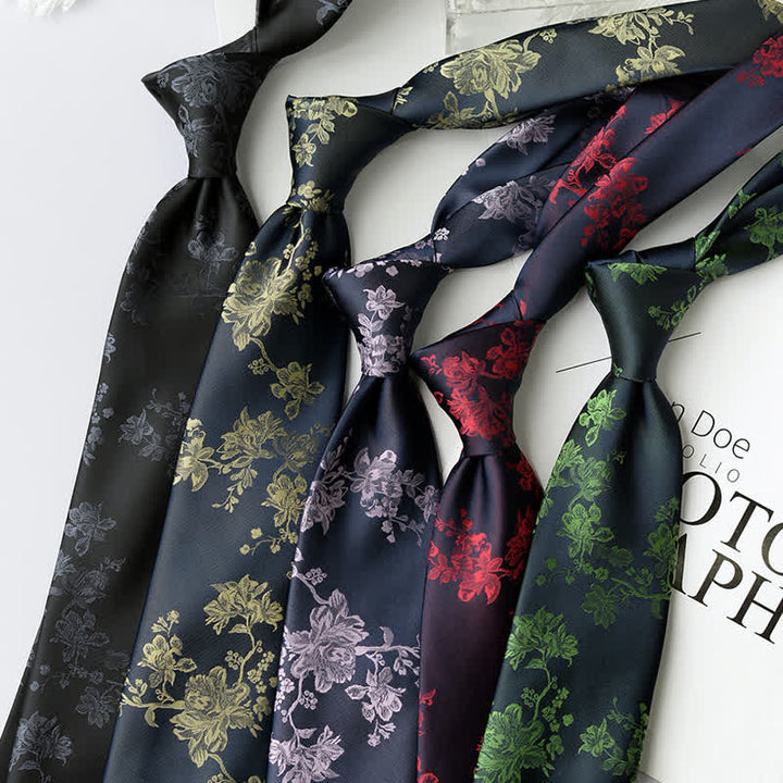 Corbata elegante con estampado floral de iris para hombre