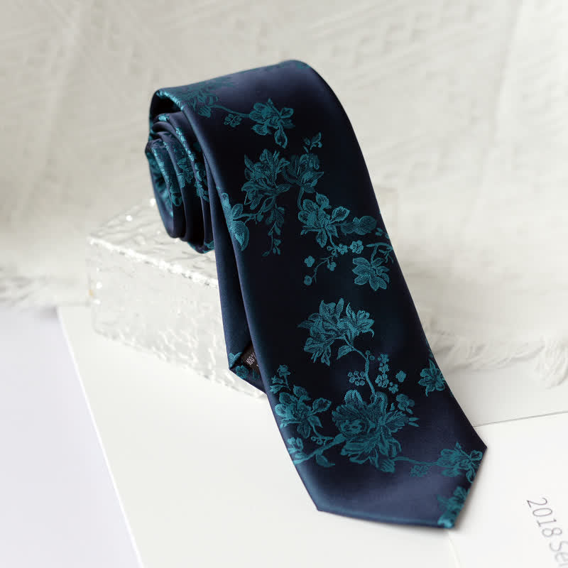 Corbata elegante con estampado floral de iris para hombre