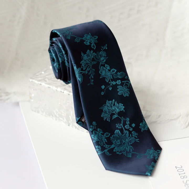 Corbata elegante con estampado floral de iris para hombre