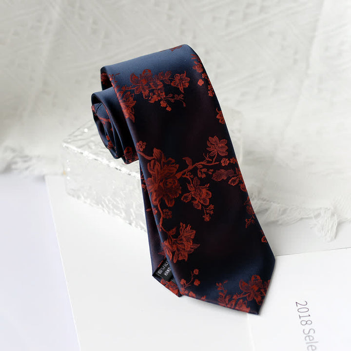 Corbata elegante con estampado floral de iris para hombre
