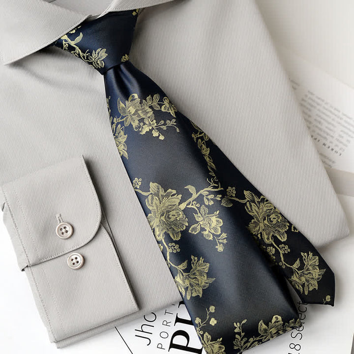 Corbata elegante con estampado floral de iris para hombre