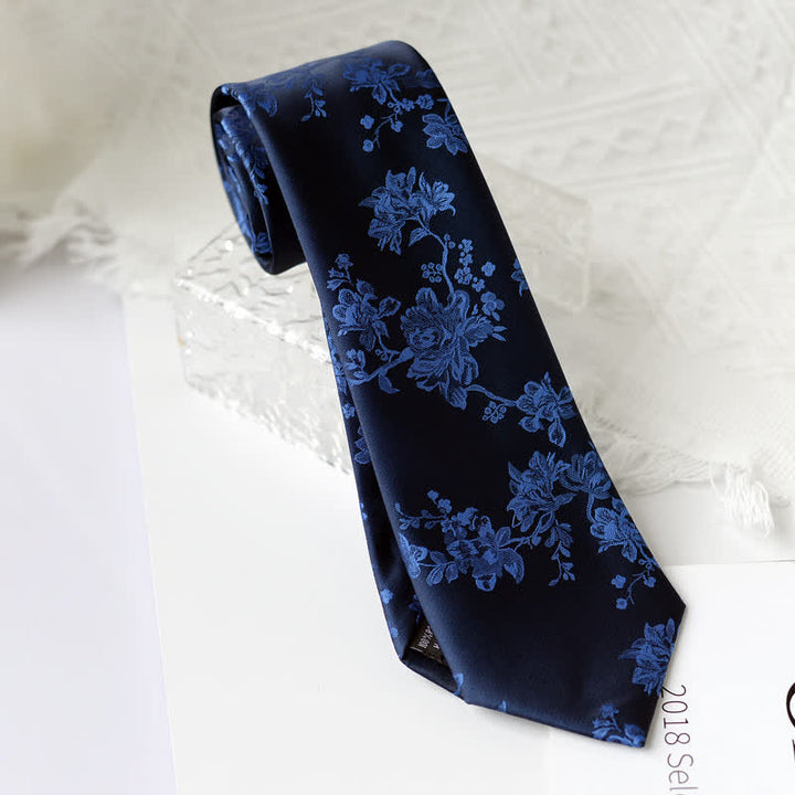 Corbata elegante con estampado floral de iris para hombre
