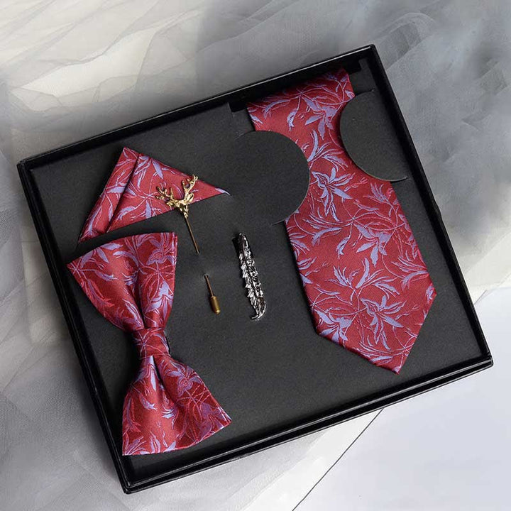 Caja de regalo con 5 pajaritas para caballero con estampado de orquídeas para hombre