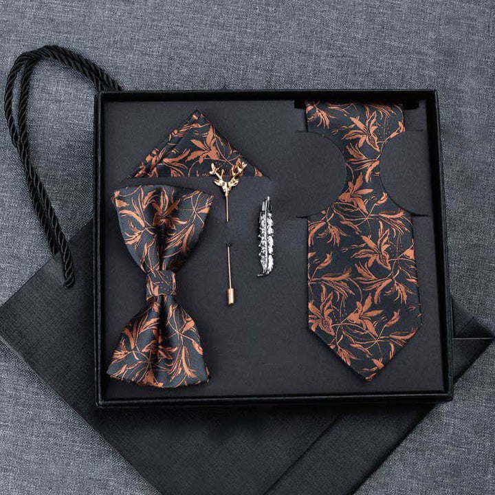 Caja de regalo con 5 pajaritas para caballero con estampado de orquídeas para hombre