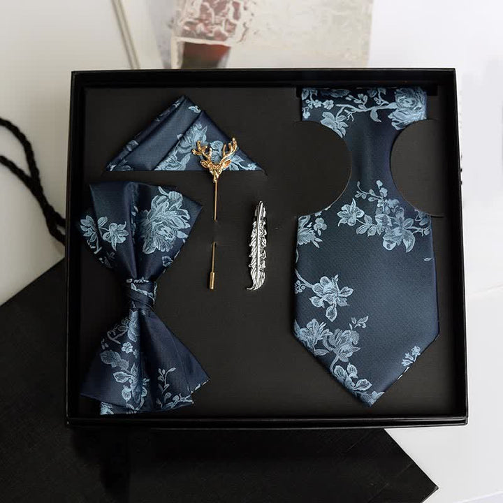 Caja de regalo con 5 pajaritas de boda de moda con estampado de iris para hombre