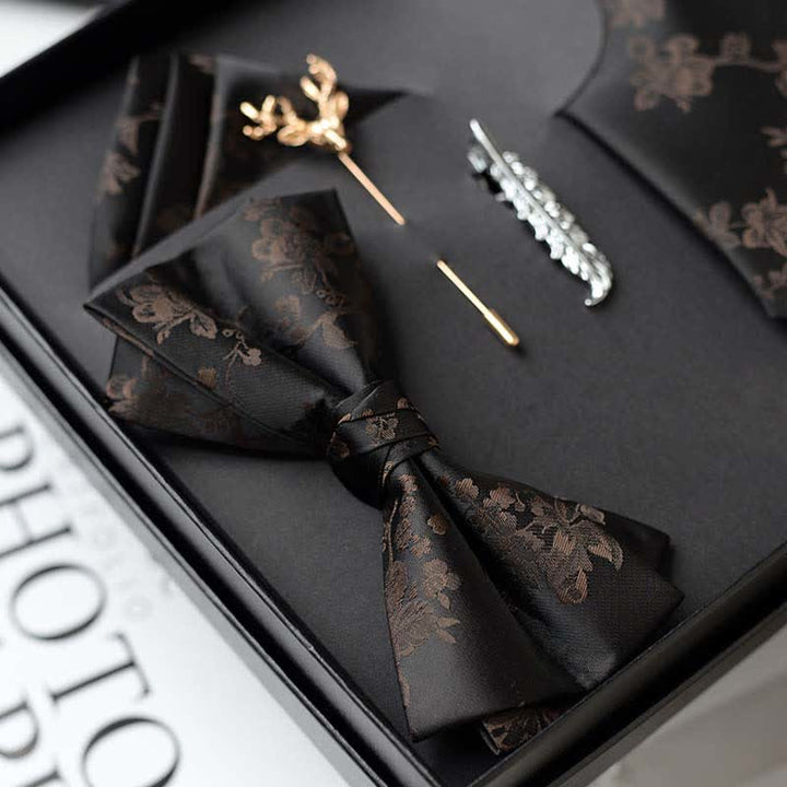 Caja de regalo con 5 pajaritas de boda de moda con estampado de iris para hombre