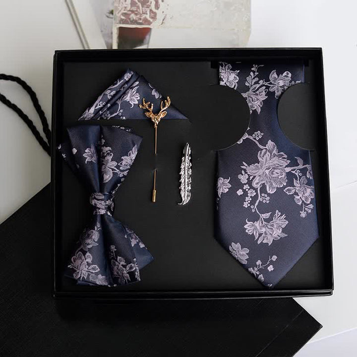 Caja de regalo con 5 pajaritas de boda de moda con estampado de iris para hombre