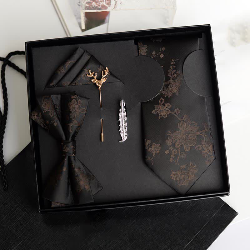 Caja de regalo con 5 pajaritas de boda de moda con estampado de iris para hombre