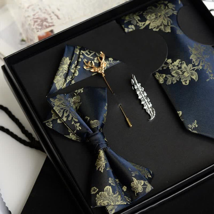 Caja de regalo con 5 pajaritas de boda de moda con estampado de iris para hombre
