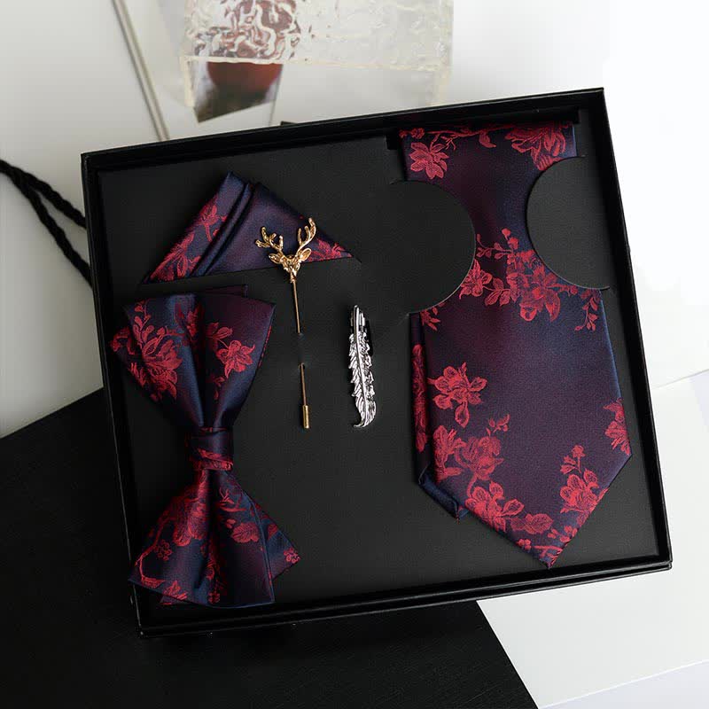 Caja de regalo con 5 pajaritas de boda de moda con estampado de iris para hombre