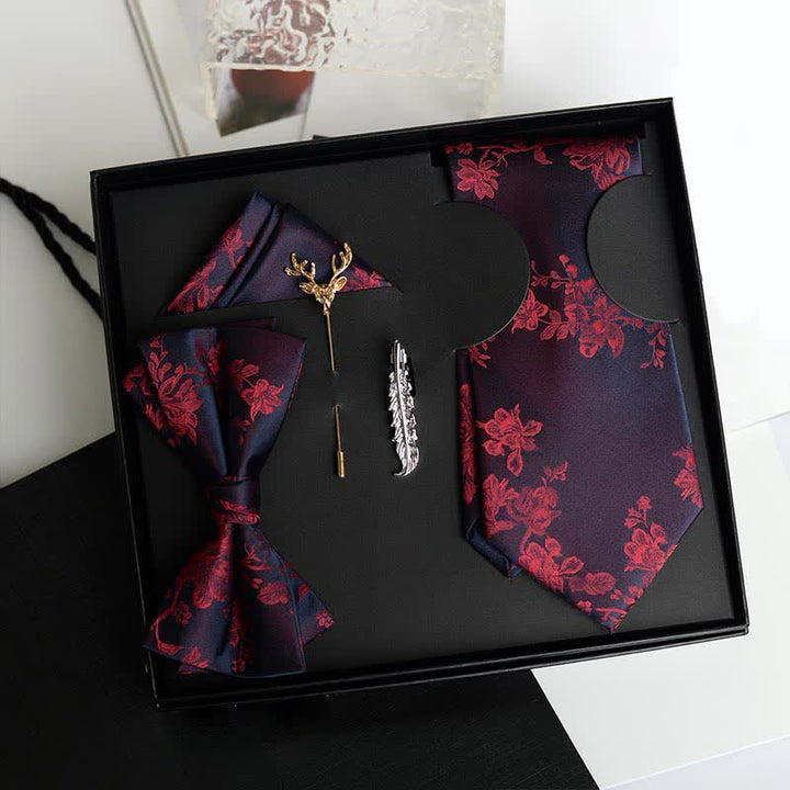 Caja de regalo con 5 pajaritas de boda de moda con estampado de iris para hombre