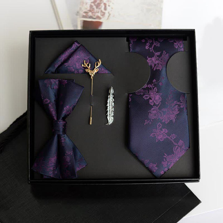 Caja de regalo con 5 pajaritas de boda de moda con estampado de iris para hombre