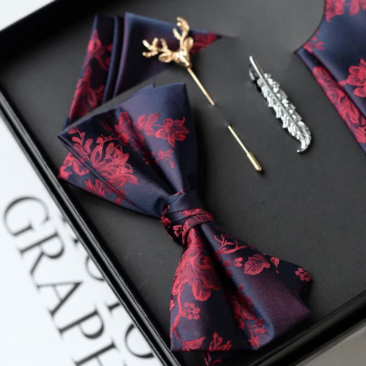 Caja de regalo con 5 pajaritas de boda de moda con estampado de iris para hombre