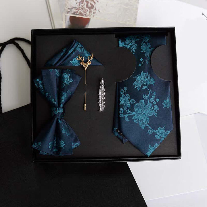Caja de regalo con 5 pajaritas de boda de moda con estampado de iris para hombre