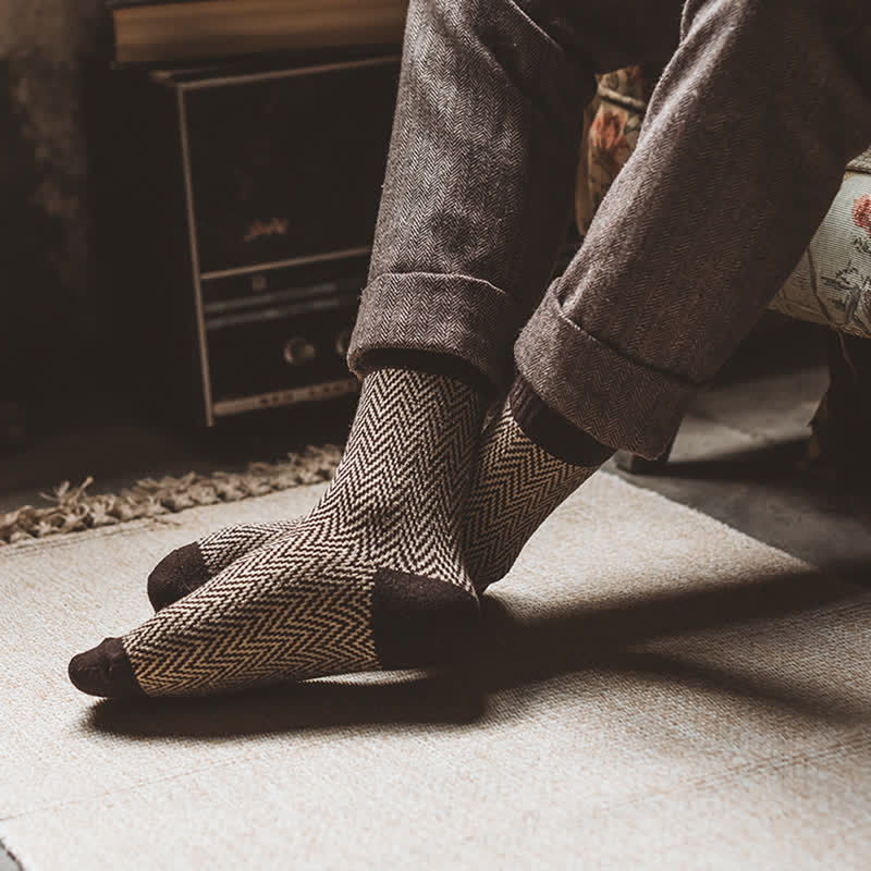 5 pares de calcetines retro con rayas onduladas para hombre