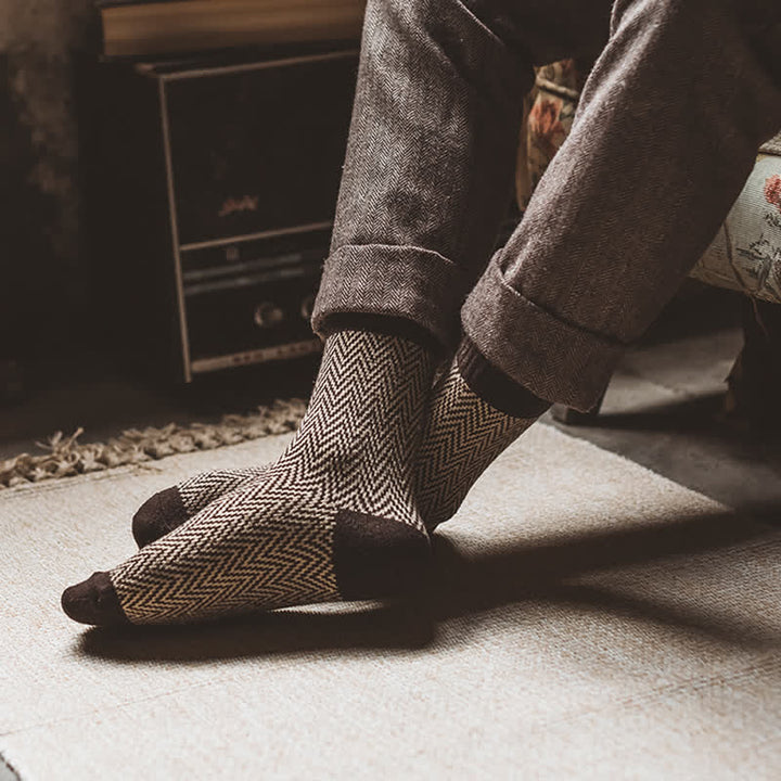 5 pares de calcetines retro con rayas onduladas para hombre