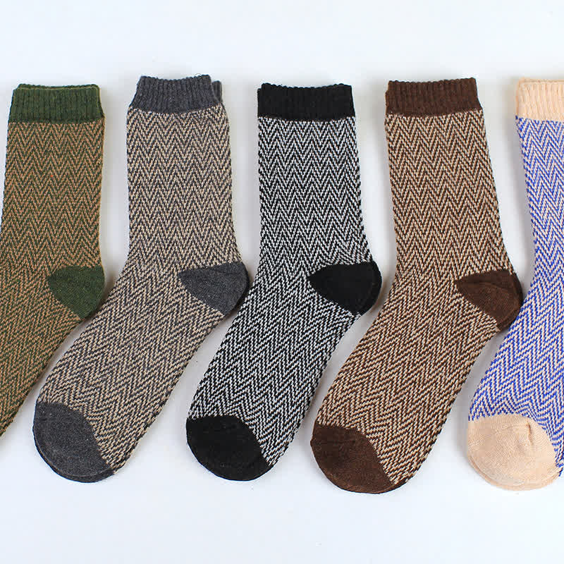 5 pares de calcetines retro con rayas onduladas para hombre