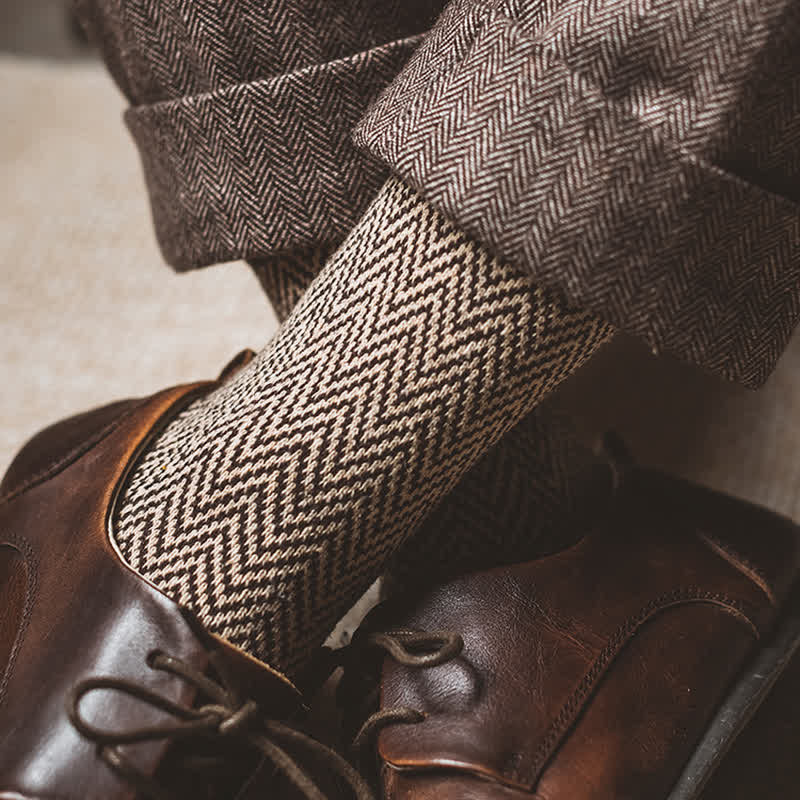 5 pares de calcetines retro con rayas onduladas para hombre