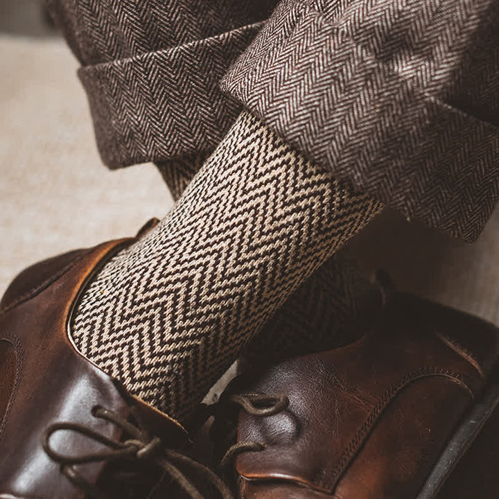 5 pares de calcetines retro con rayas onduladas para hombre