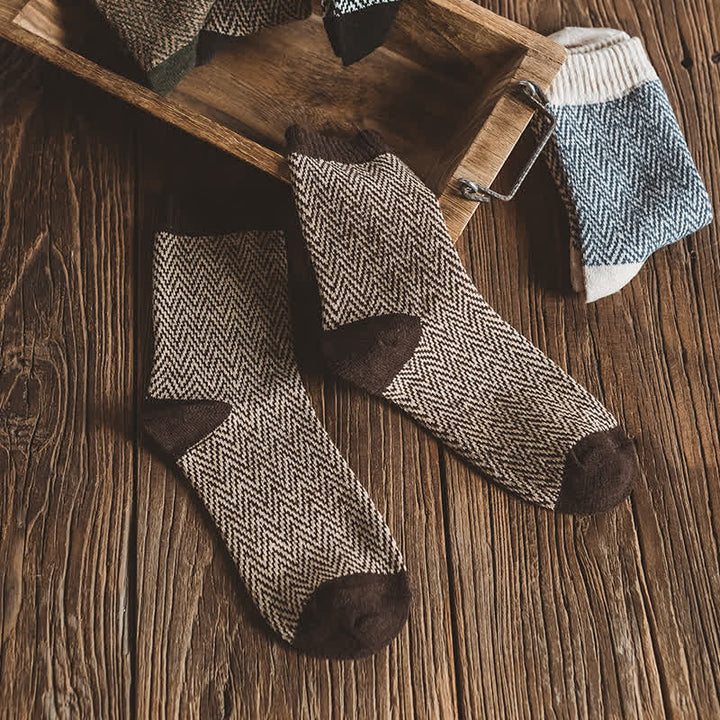 5 pares de calcetines retro con rayas onduladas para hombre