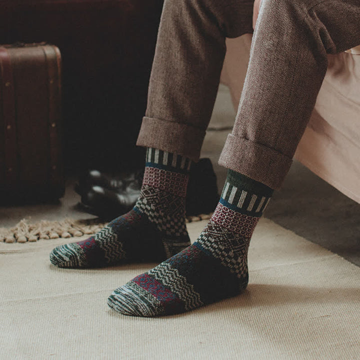 5 pares de calcetines étnicos retro con diseño de tótem para hombre